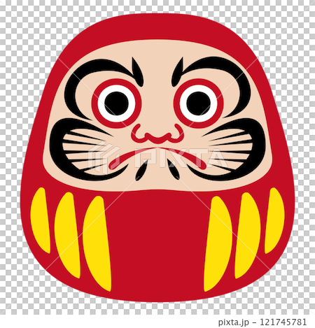 簡單扁平的達摩插圖，可以添加文字，白色背景 121745781