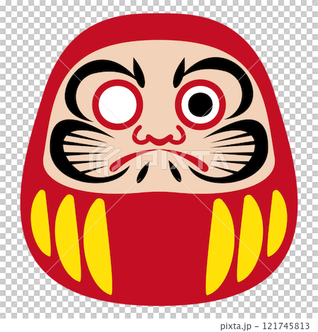 簡單扁平的達摩插圖，可以添加文字，白色背景 121745813