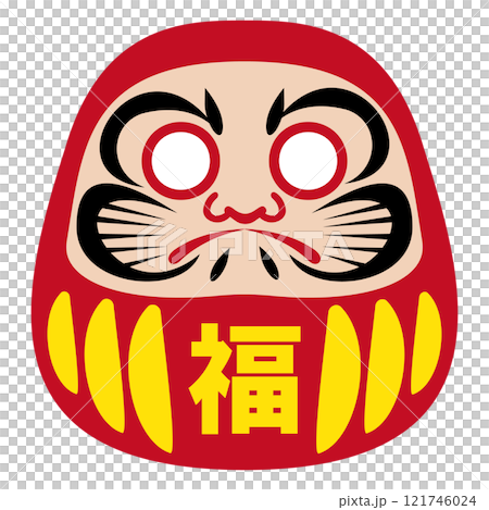シンプルでフラット　だるまのイラスト　白バック 121746024