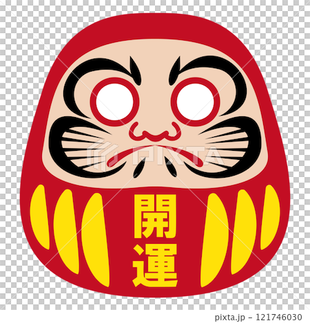 シンプルでフラット　だるまのイラスト　白バック 121746030