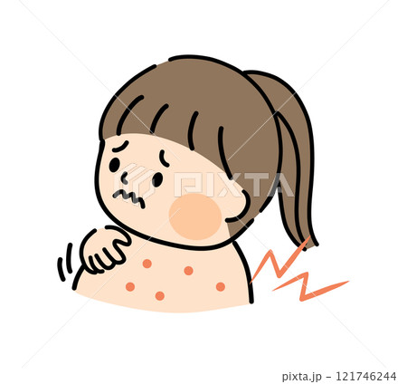 背中の湿疹に悩む子供のイラスト 背中の湿疹に悩む子供のイラスト 121746244