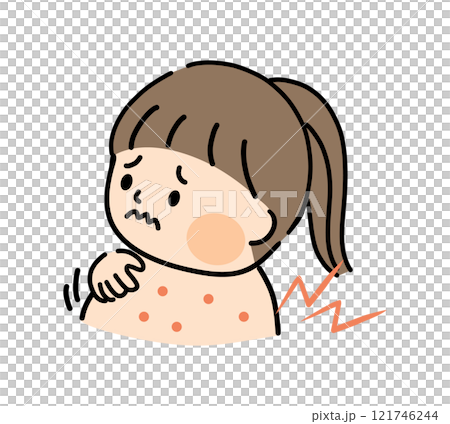 背上患有濕疹的孩子的插圖 背上患有濕疹的孩子的插圖 121746244