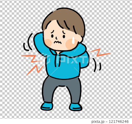 Illustration of a child suffering from an itchy back Illustration of a child suffering from an itchy back 121746246