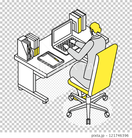 Isometric_Woman working in an office 121746396