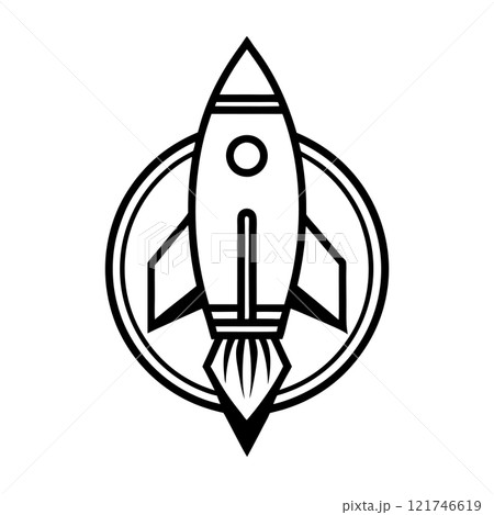 Rocket Ship Line Art Logo Icon Printable Vector Design Artwork 121746619
