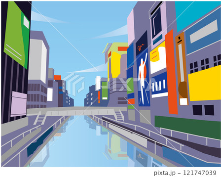 大阪の道頓堀のイラスト素材 [121747039] - PIXTA
