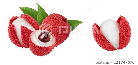lychee fruit isolated on white background with full depth of field 121747076
