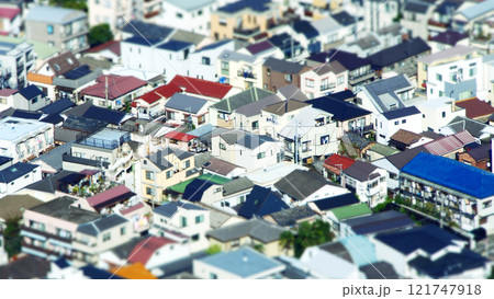 展望台から見た街並み　チルトシフト　ジオラマ 121747918