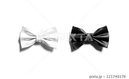 Blank black and white bow tie mock up, top view. 121748176
