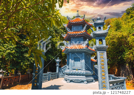 Pagoda at Marble mountains temple in Da Nang, Vietnam. 121748227