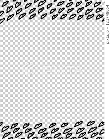 Lots of roughly drawn heart frames, vertical, monochrome 121748654