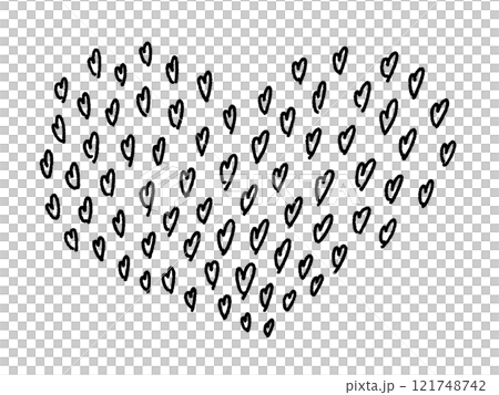 手描きのたくさんのハートの集合体イラスト 手描きのたくさんのハートの集合体イラスト 121748742