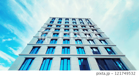 Architecture and real estate, modern residential apartment building with large panoramic windows 121749532
