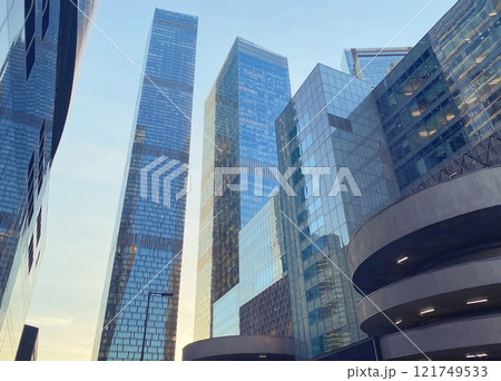 Glass office buildings. Skyscrapers in the business center. Architecture, residential real estate 121749533