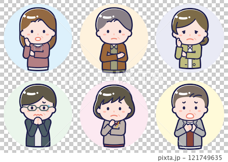 Various people set _ confused _ middle-aged 121749635