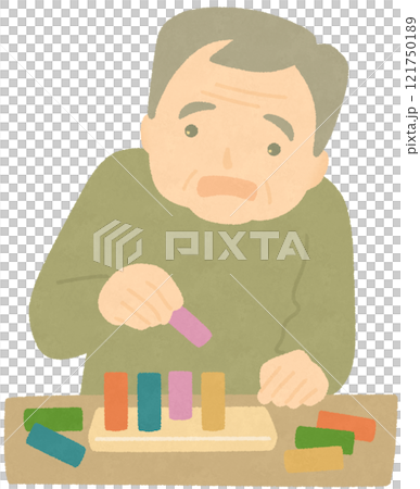 上肢の機能訓練をする高齢者 上肢の機能訓練をする高齢者 121750189