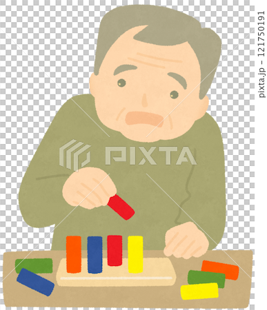 上肢の機能訓練をする高齢者 121750191