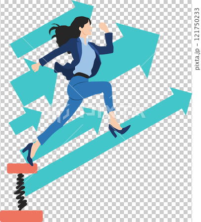 Illustration of a businesswoman starting a new business 121750233