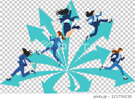 實現目標的路線圖插圖（女商人） 121750238