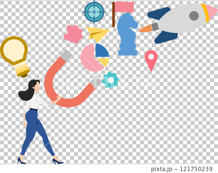 拿著磁鐵的女人的插圖 121750239
