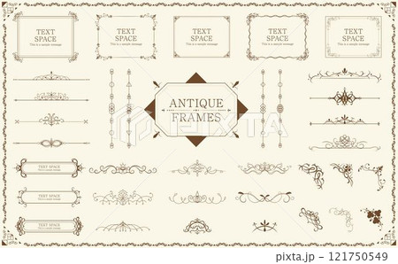 アンティークフレームセット_ブラウン アンティークフレームセット_ブラウン 121750549