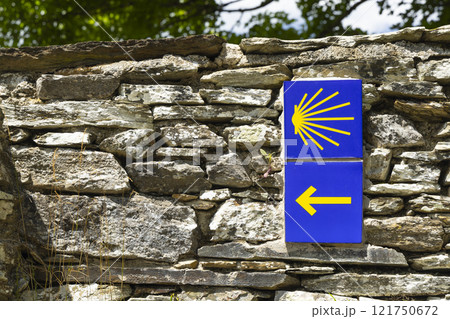 Pedrafita do Cebreiro on route to Santiago de Compostela, Lugo province, Galicia, Spain 121750672