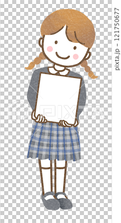A girl with a white board A girl with a white board 121750677