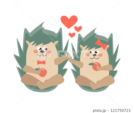 Cartoon hedgehogs in love 121750723