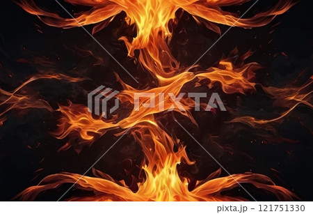 Fire flames on dark background. 121751330