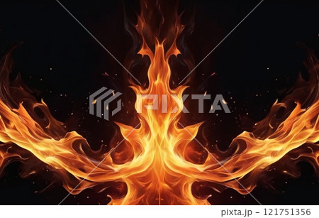 Fire flames on dark background. Fire flames on dark background. 121751356