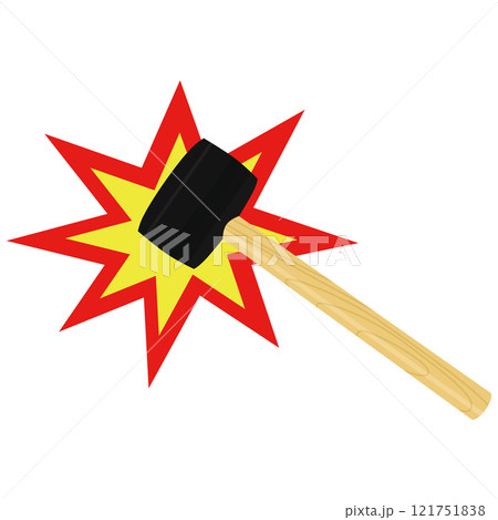 ハンマーを使った割るアクションのイラスト素材 ベクター ハンマーを使った割るアクションのイラスト素材 ベクター 121751838