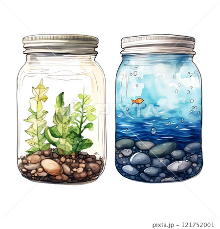 Clean water vs polluted water inside two glass jars symbolizing world water day 121752001