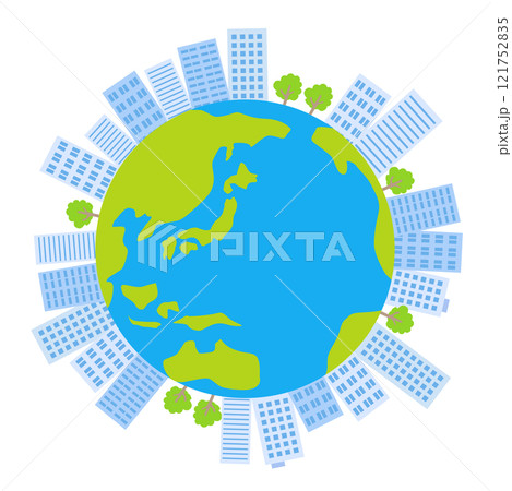 ビル 地球 社会のイラスト素材 ビル 地球 社会のイラスト素材 121752835