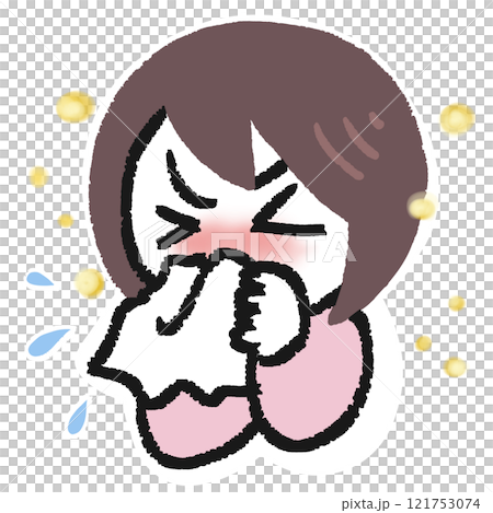 くしゃみをする女性 くしゃみをする女性 121753074