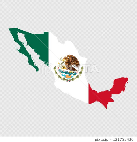 Mexico map silhouette with flag. Mexico map silhouette with flag. 121753430