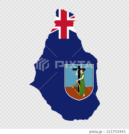 Montserrat map silhouette with flag. Montserrat map silhouette with flag. 121753441