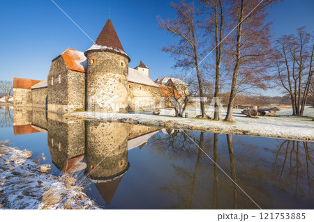 Svihov castle in winter, medieval landmark in Region Pilsen in Czech Republic, Europe. Svihov castle in winter, medieval landmark in Region Pilsen in Czech Republic, Europe. 121753885