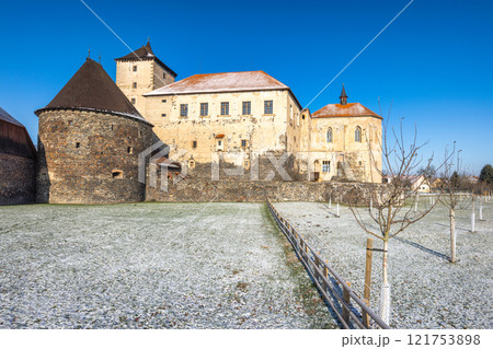 Svihov castle in winter, medieval landmark in Region Pilsen in Czech Republic, Europe. Svihov castle in winter, medieval landmark in Region Pilsen in Czech Republic, Europe. 121753898