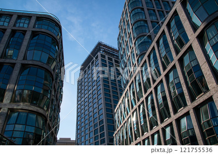 famous unusual buildings in The High Line Park in New York City, urban street photography, modern architecture, Manhattan, NYC, NY, USA 121755536