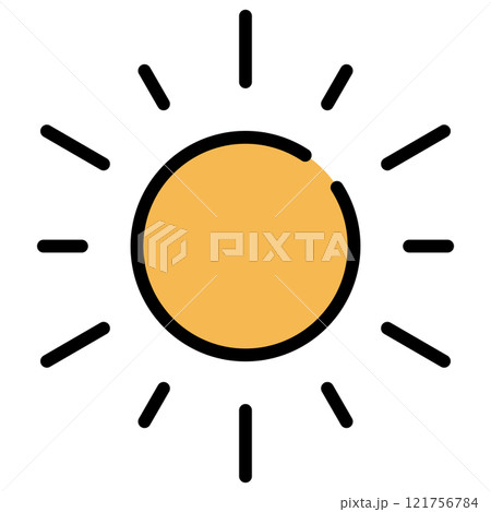Sun line icon. Brightness outline vector sign. Intensity setting linear style pictogram. Symbol, logo illustration. Editable stroke. Sun line icon. Brightness outline vector sign. Intensity setting linear style pictogram. Symbol, logo illustration. Editable stroke. 121756784