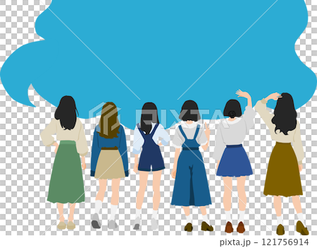 Illustration of a group of women commenting 121756914
