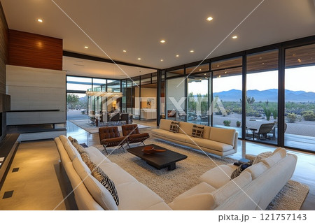 Modern living room with contemporary furniture. 121757143