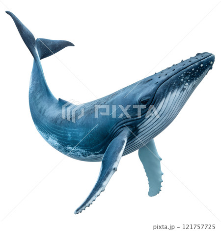 Blue whale isolated on the transparent background. Marine creature 121757725