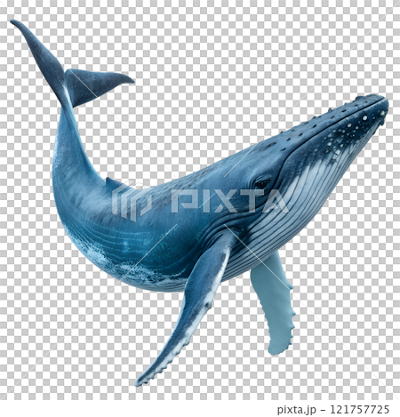 Blue whale isolated on the transparent background. Marine creature 121757725