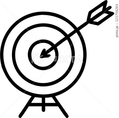 Archery target with arrow hitting the target in outline icon style, business and finance theme. 121758263