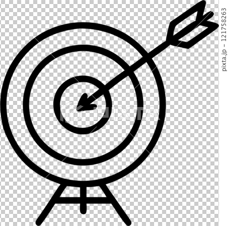 Archery target with arrow hitting the target in outline icon style, business and finance theme. 121758263