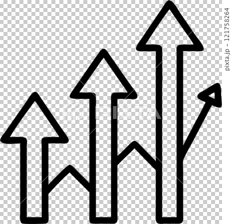 Arrows that represent growth in outline icon style, business and finance theme. 121758264