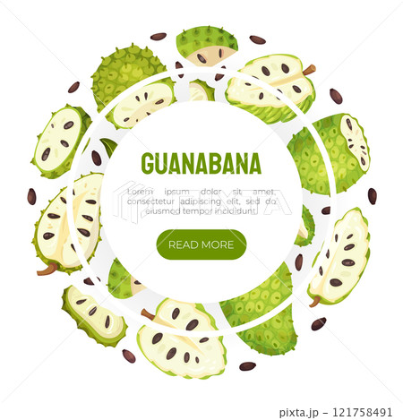 Soursop Fruit or Guanabana Banner Design Vector Template 121758491