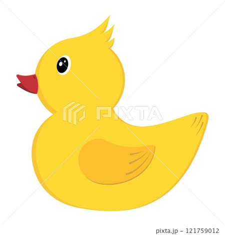 Yellow rubber duck. Bath baby toy. Inflatable cute duck toy. Isolated illustration. Yellow rubber duck. Bath baby toy. Inflatable cute duck toy. Isolated illustration. 121759012