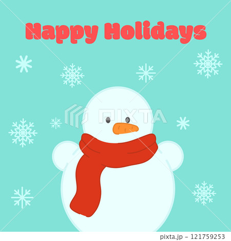 Snowman with a scarf and hat. Cute snowman character in flat style design. Stock Vector illustration on pink background Snowman with a scarf and hat. Cute snowman character in flat style design. Stock Vector illustration on pink background 121759253